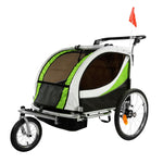 ClevrPlus Clevr Deluxe 3-in-1 Double Seat Bike Trailer Stroller Jogger for Child Kids, Green (CL_CLP802607) - Main Image